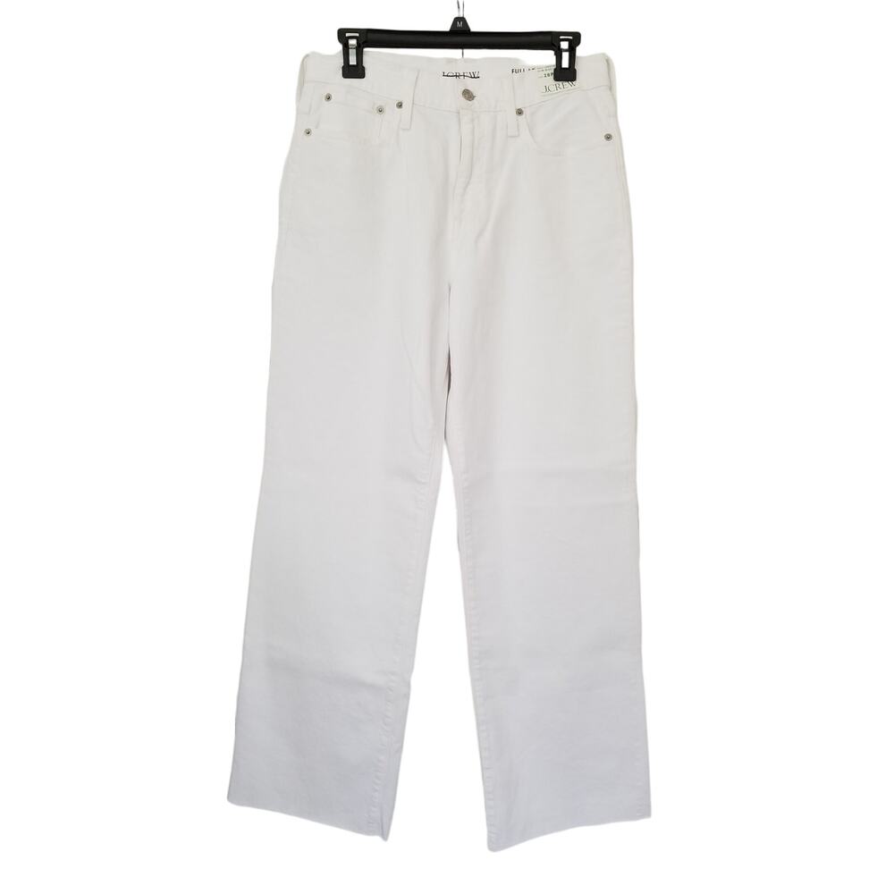 J. Crew Petite Slim Wide Leg Jeans Size 27P White Raw Hem Cropped NWT $148 BP463